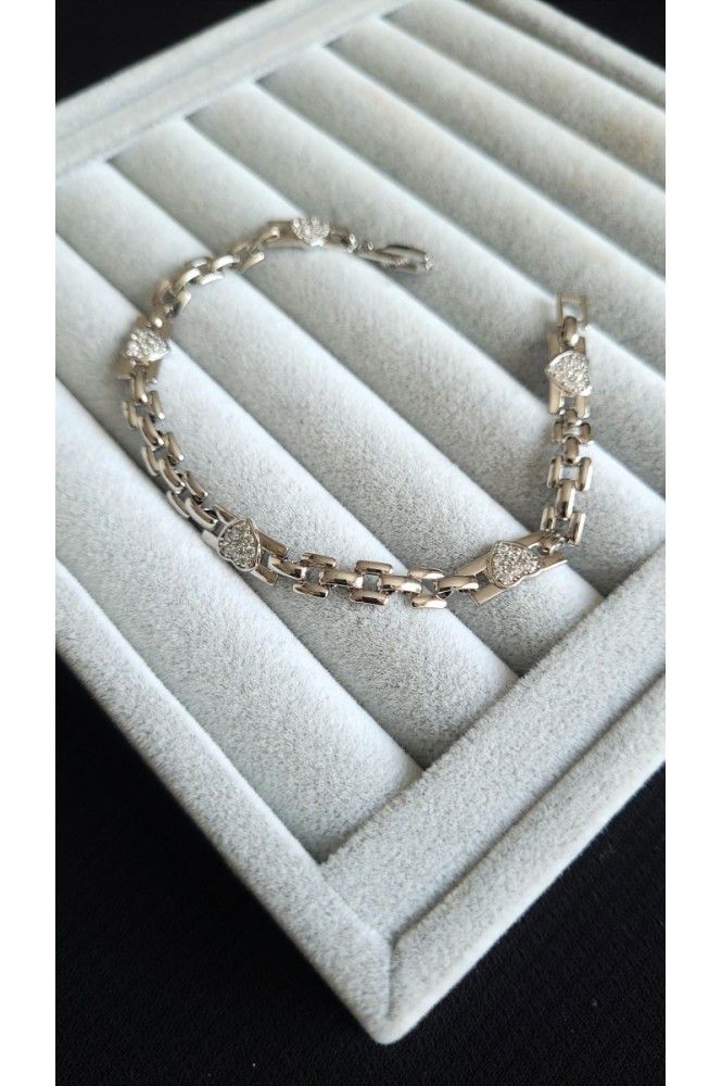 VIP 14 k Kordon detaylı silver bileklik