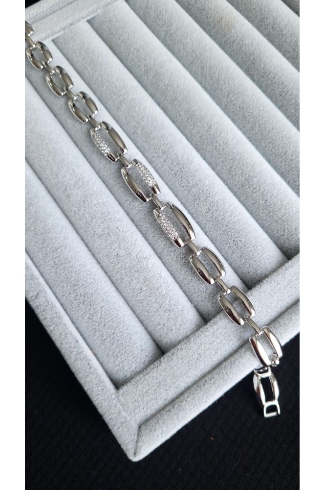 VIP Silver Taşlı kare Bileklik